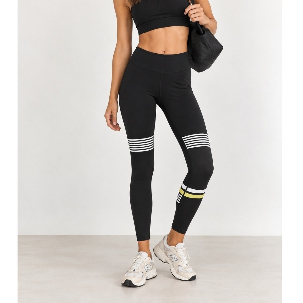 Lilybod SoulCycle Leggings Women's Medium Black Stripe High Rise Activewear